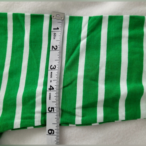 NWT Women's Sz Small Pajama Set, Green and White Striped - Picture 12 of 16